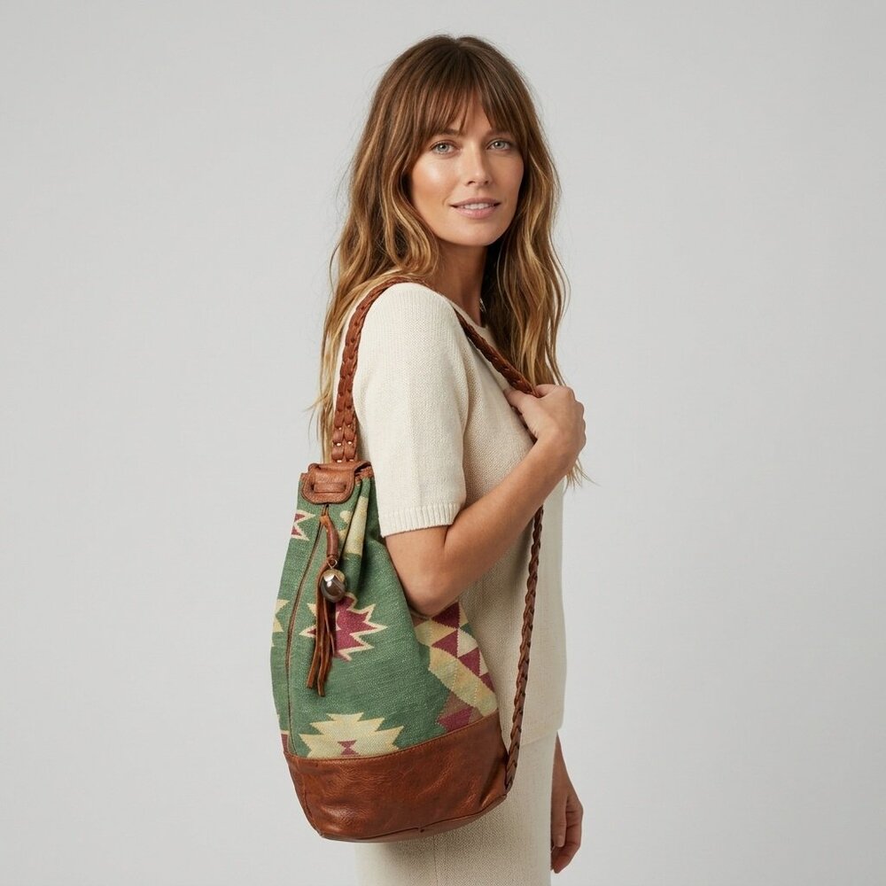 Vintage Kilim Woven Tapestry Shoulder Bag Sling Backpack